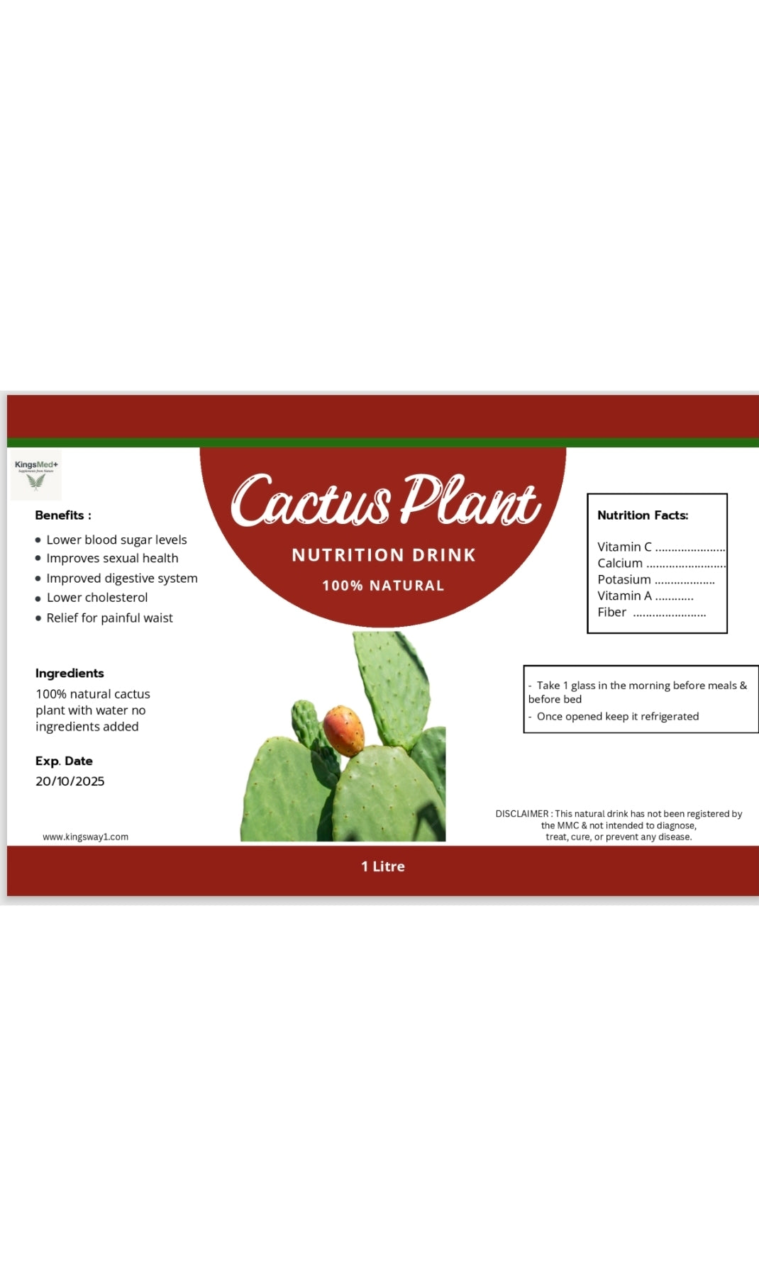 Cactus Plant Nutrition Drink 1 Litre